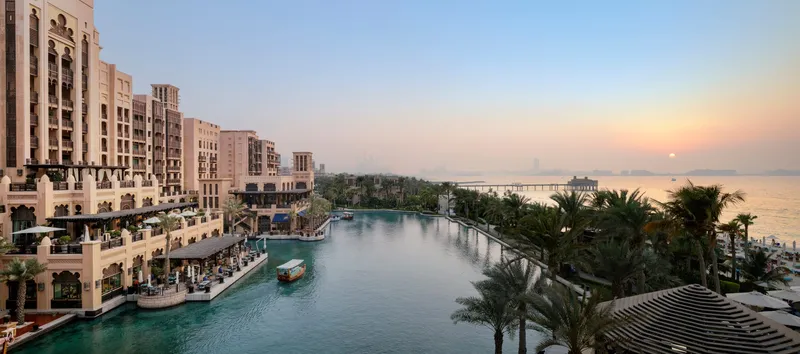 Jumeirah Mina A'Salam Terrace Suite overlooking the waterway at Madinat Jumeirah.