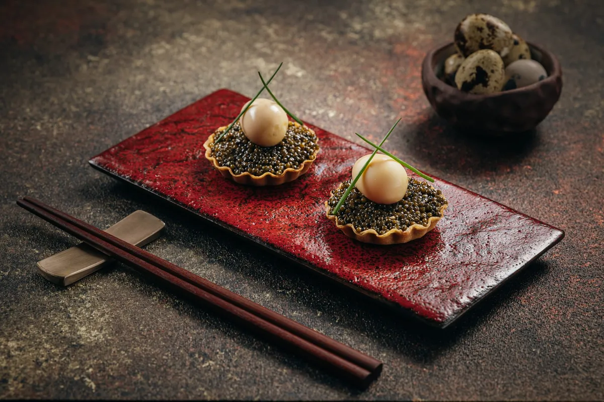 HANU beef tartelette with caviar, an example of fine iftar dining available at Dubai restaurants during Ramadan.
